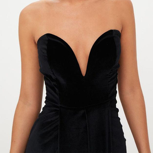 black velvet draped wrap detail bandeau maxi dress