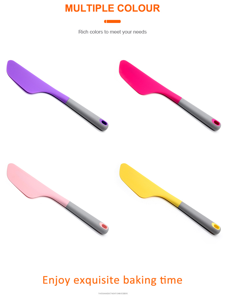 OEM color high quality non-slip handle soft head 100% food grade silicone spatula