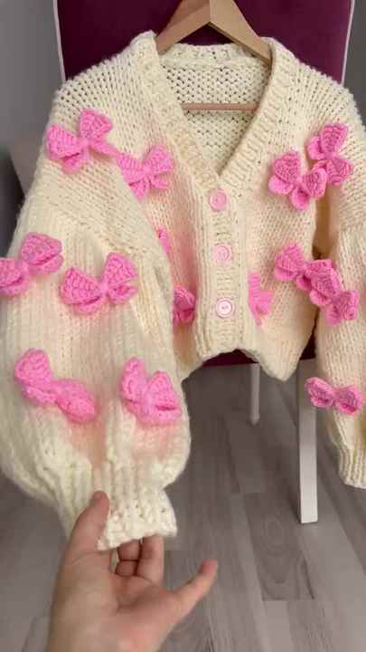 2024 Winter Custom Pink Bow Thick Needle Short Hand Hook