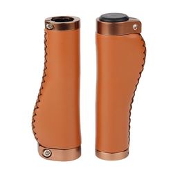 1 pair Bicycle Grips Leather Retro lock-on PU leather hand sewing bicycle anti-skid Handlebar cover brown/black
