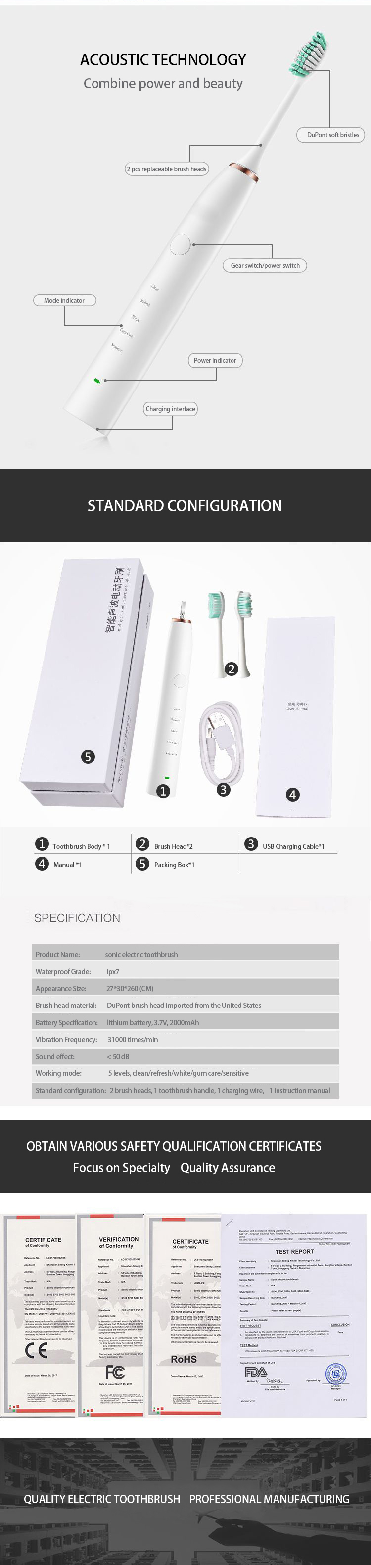 Private Label Portable Replaced An Biodegradable Battery Charger Smart Oscillating Rotating Electric Toothbrush