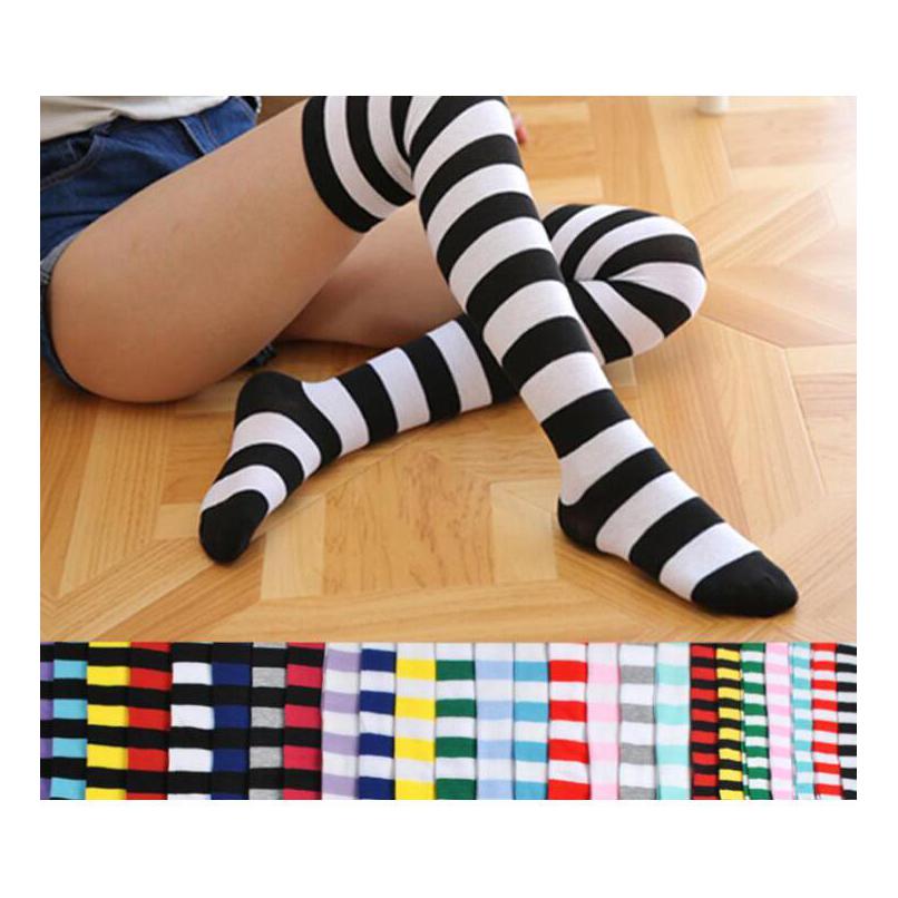 Women Crew Socks Thigh High Knee Artistic Zebra Long Tube Dress Legging Athletic Compression Stocking