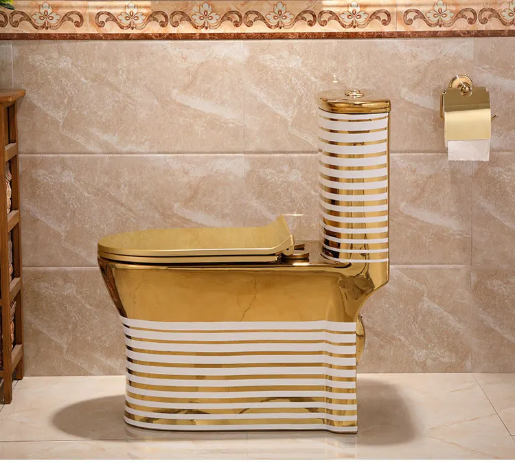 Hot selling good quality golden luxury western style design one-piece toilet