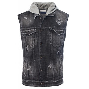 men's white sleeveless denim jacket