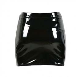 Women Wet Look PVC Latex Pencil Skirt Vinyl Zipper Adjustable Button Shiny Clubwear Bodycon Mini Skirt ecoparty