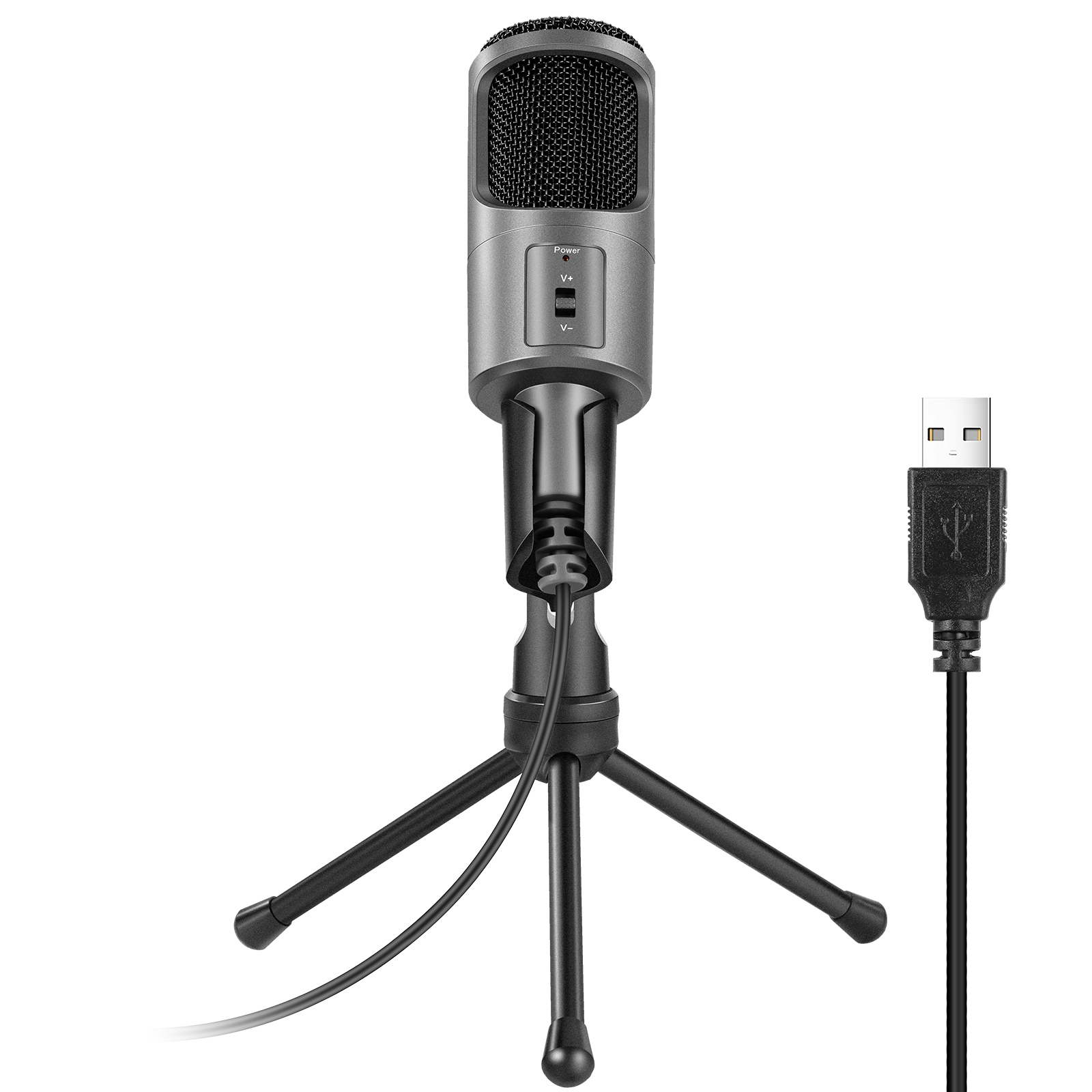 Профессиональный компьютерный микрофон, поставщик USB, настольный проводной конденсаторный микрофон с подставкой