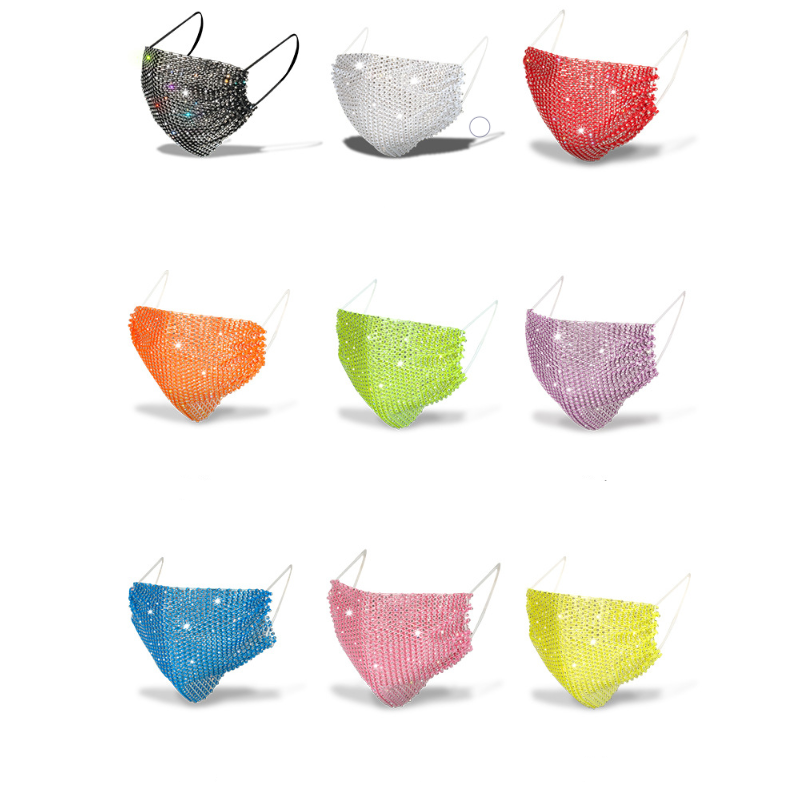 Лидер продаж 2021 Amazon, модные женские дизайнерские маски для вечеринки с блестящими стразами