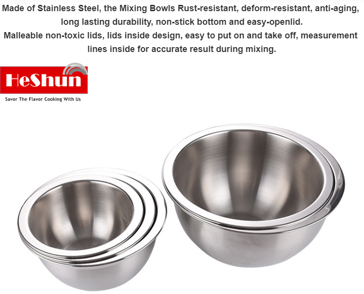 High Quality Hot Sale Salad Fruit Bowl Preservation Stainless Steel Mixing Bowls with Lids