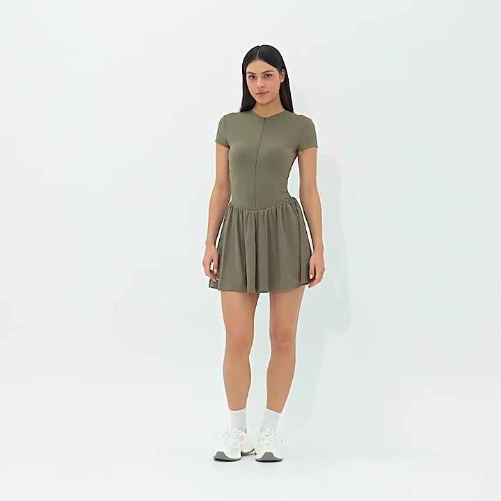 beige tennis dress Court Zip Pleat Tennis Dress Navy / S main image 0