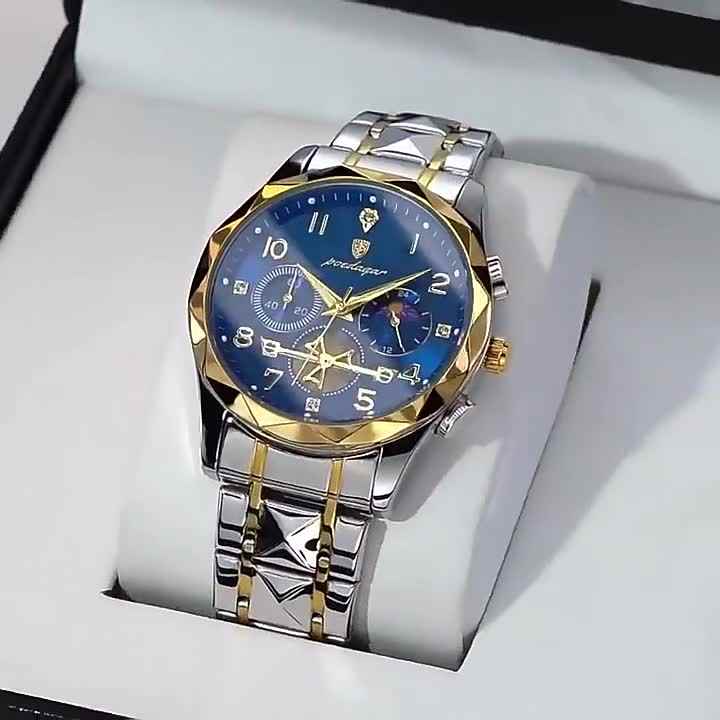 Mens Luxury Stainless Steel Quartz Chronograph Watch