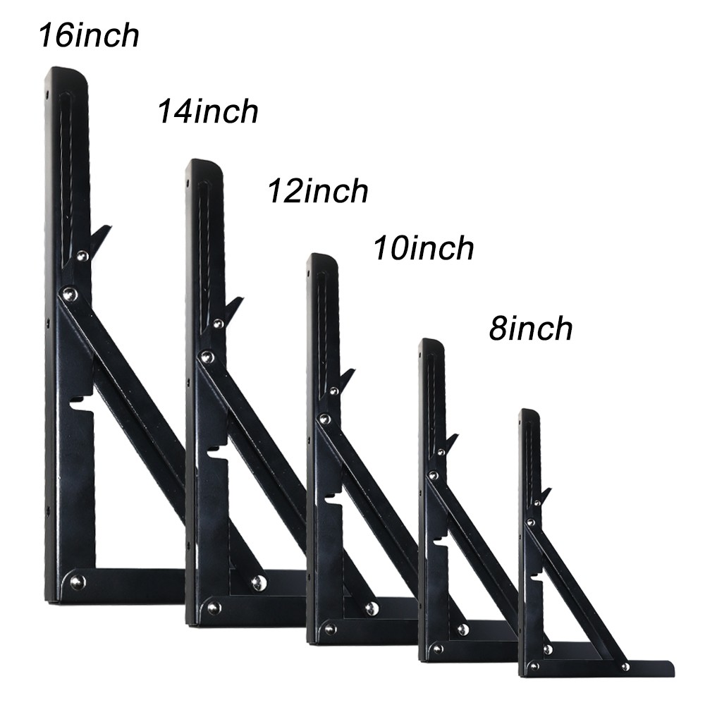set Soportes triangulares plegables Soportes de estante tipo K montados en la pared Soportes de estante plegables Soporte de estante plegable Soporte de mesa de tri/ángulo de acero al carbono 2pcs