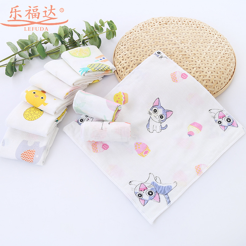 Оптовая продажа 4 слоя 100% хлопок муслин, сетчатая Юбка для маленьких Платочек-слюнявчик Детские квадратные полотенца для лица