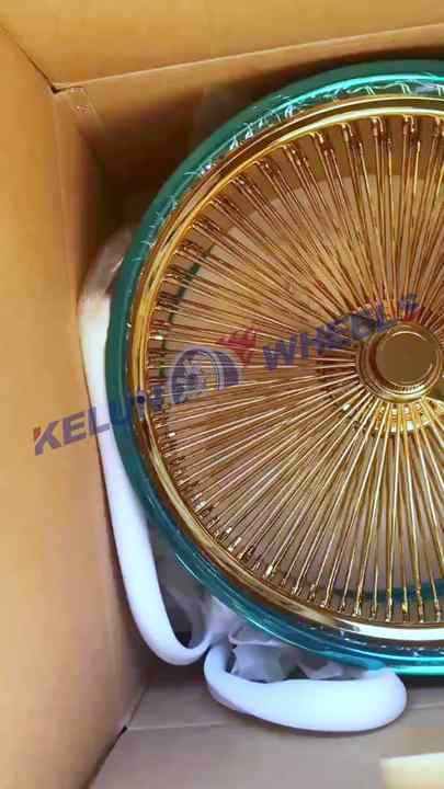 Kelun 24x10 Lowrider Wire Wheels - Gold & Chrome Forged
