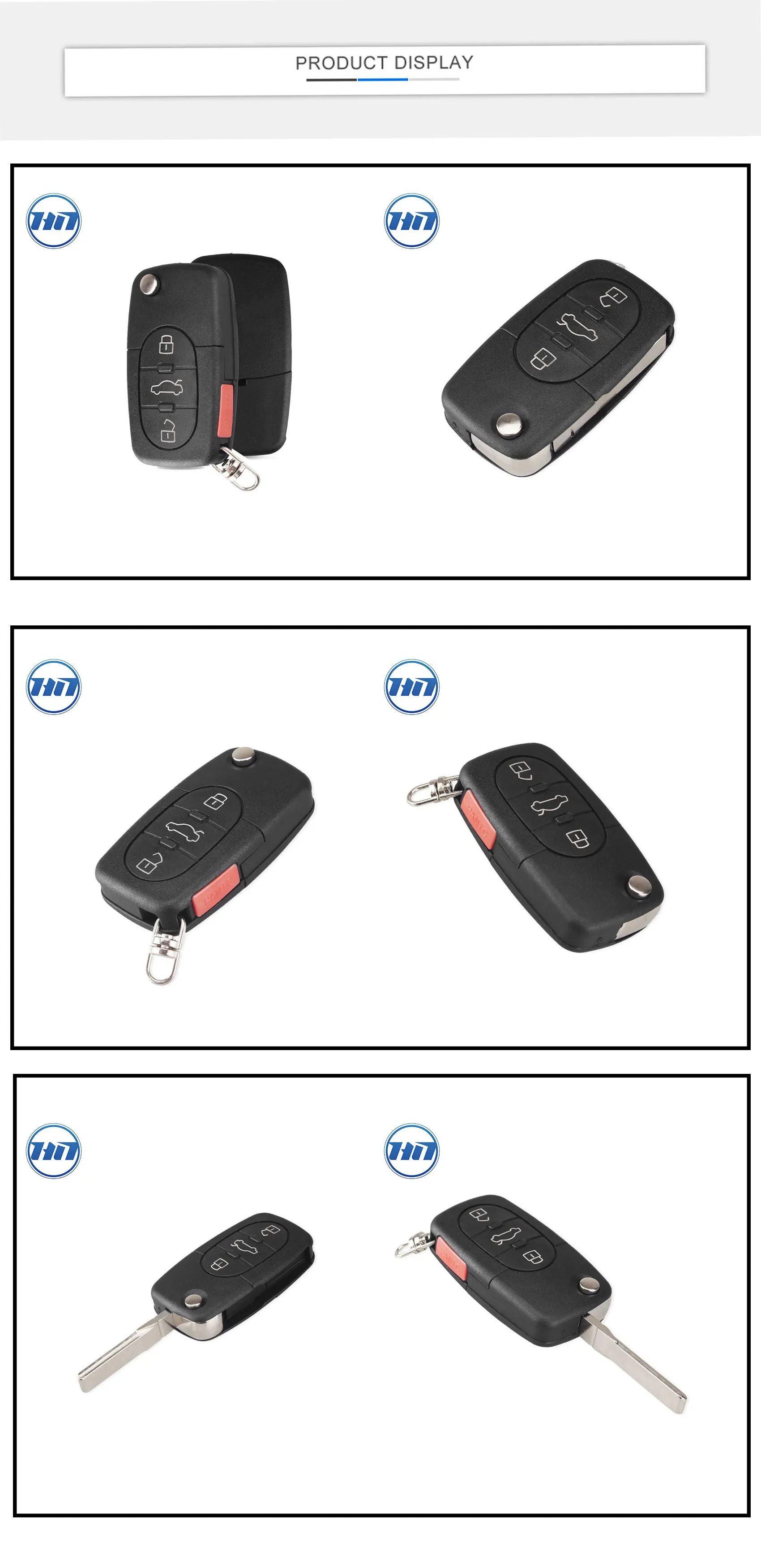 3+1 Buttons Remote Flip Folding Key Shell For Audi A4 A6 A8 TT Quattro S4 S6 S8 Keyless Auto Key Case Parts