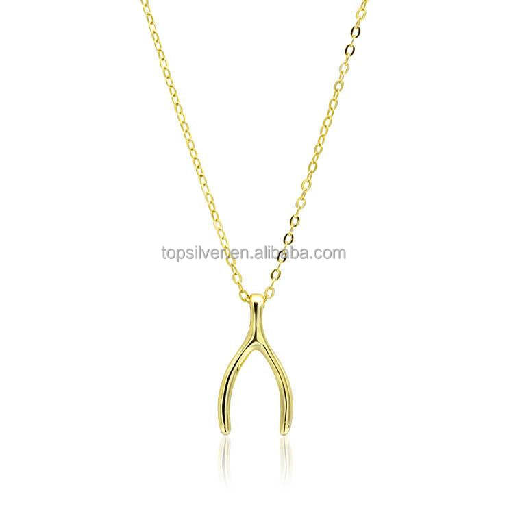 AAA GEMS 2023 factory price lady Necklace Gold Wishbone Necklace