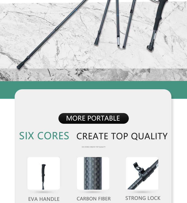 Ski Poles Foldable Crutch Trekking Pole Carbon Nordic Adjustable Walking Sticks Walking Pole Alpenstock Trekking