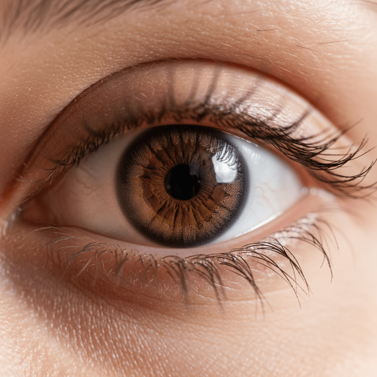 Macro shot of a human eye with ultra-realistic colored contact lenses.