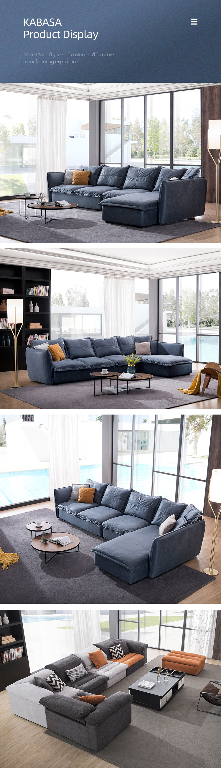 foshan furniture kabasa factory Luxury Living Room Velvet big 3 seating sofa set