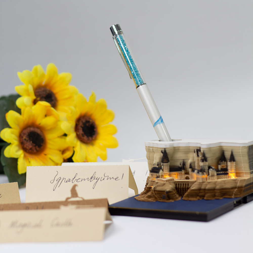 3D блокнот для записей в виде замка Хогвартса со светодиодной подсветкой, блокнот для заметок «сделай сам» из художественной бумаги с дозатором для бумаги, блокнот для записей «Гарри», блокнот для записей