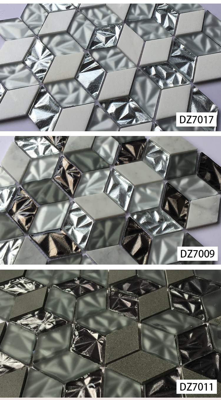 30*30cm Black Glass Mixed Hexagon Shape Natural Stone Mosaic Tile