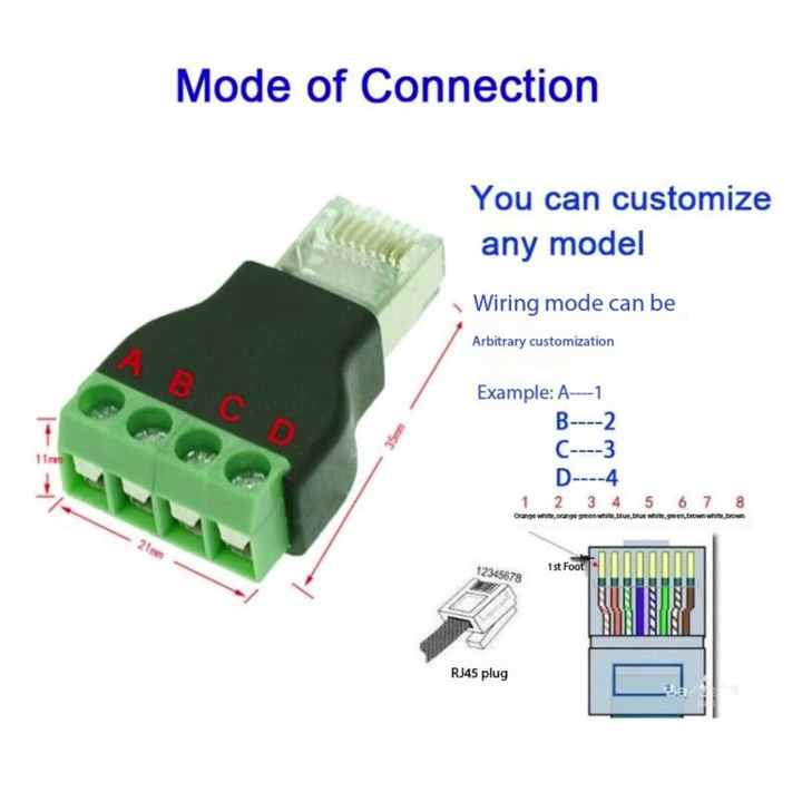 Factory RJ45 Male to 4Pin Terminal Block RJ45 Male Plug to 4 Pin Screw ...