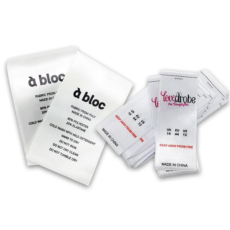 Ярлык для одежды, индивидуальное имя, шелковая трафаретная печать, Инструкция, полиэстер, атласная лента, этикетка для мытья, уход