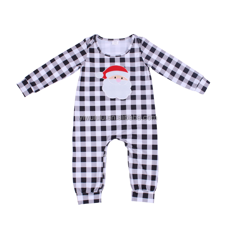 Одежда в клетку для маленьких мальчиков комбинезон Санта-Клауса с вышивкой, комбинезон для новорожденных, одежда на Рождество братьев и сестер набор