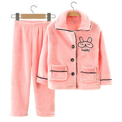 Children's pajamas flannel autumn and winter thickening of the boys and girls coral velvet children home clothes baby suit