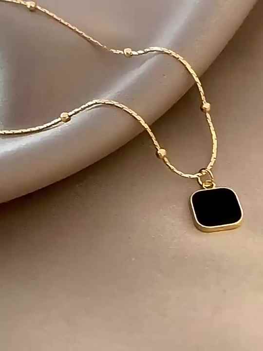 Hot Sale Alloy Necklaces Black Exquisite Minimalist Square Pendant