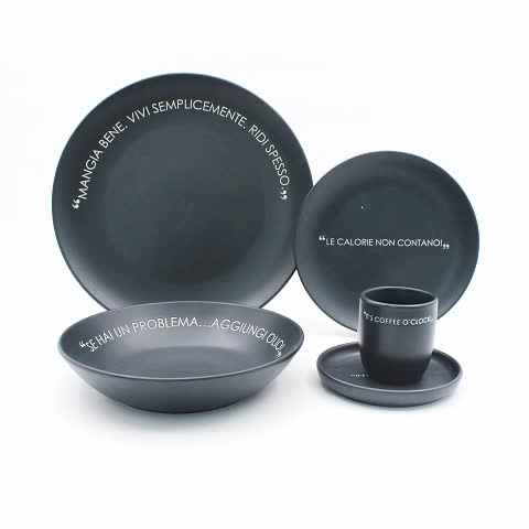 16 Pieces Porcelain Dinner Set Glaze Crockery Color Glaze Pad Printing  Ceramic Dinnerware Set Edge Plate