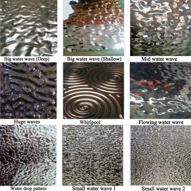 2D 3D Pattern Stainless Steel Plates 0.3mm 0.5mm Thick Water Ripple 304