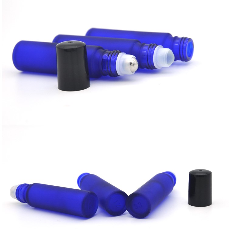 Custom 10ml Blue roll on glass perfume bottle with roller