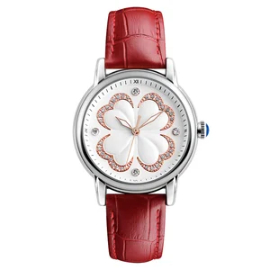 SKMEI 9159 Women Watches Waterproof Leather Band Quartz Wristwatches for Ladies