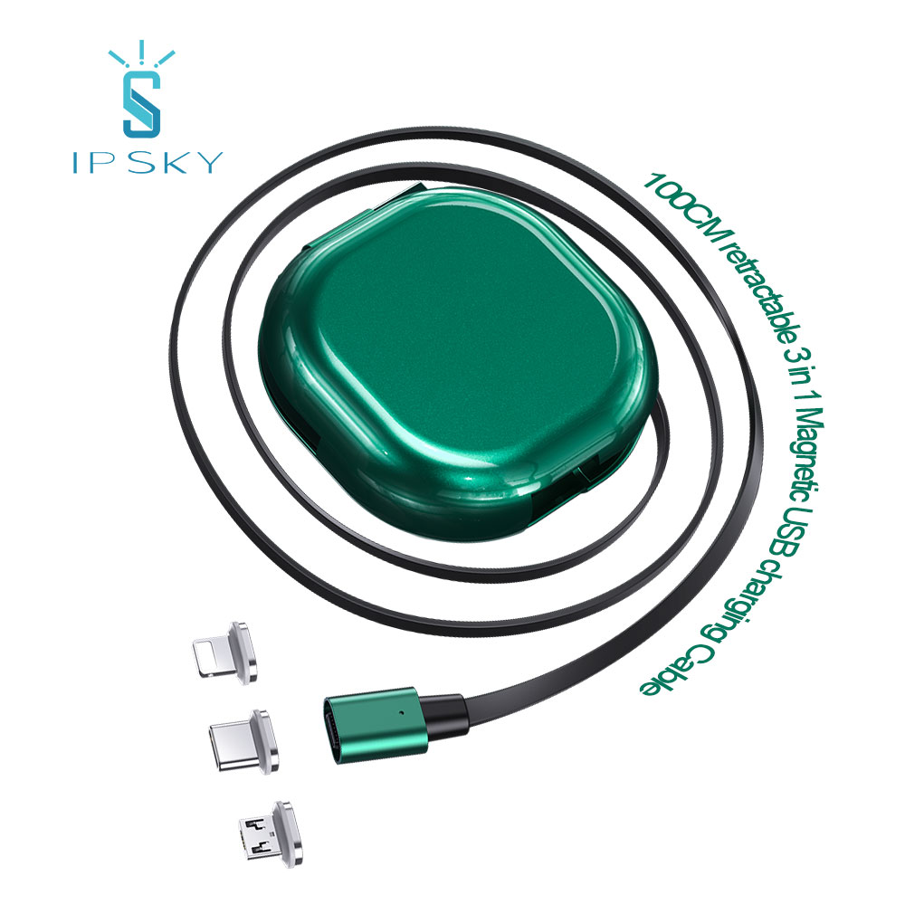 IPSKY выдвижной шнур мульти кабель зарядное устройство катушка поставщик логотип на заказ выдвижной мини микро 3 в 1 usb кабель для передачи данных