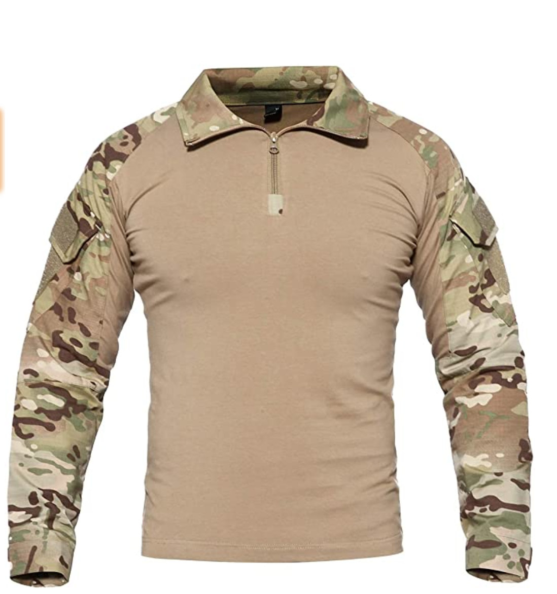 Camicia tattica a maniche lunghe da uomo con zip 1//4 stile militare camicia da combattimento con tasche Airsoft Top Outdoor abbigliamento per la caccia campeggio escursionismo