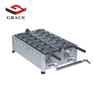 New Design Commercial Snack Bar Equipment Waffle Maker Stainless Steel Gas Taiyaki Maker Machine