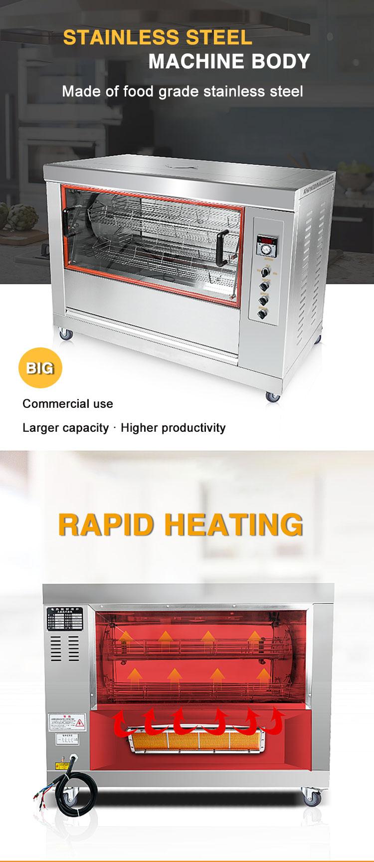 High Speed Kitchen Portable Mini Toaster Chicken Rotisserie Gas Oven