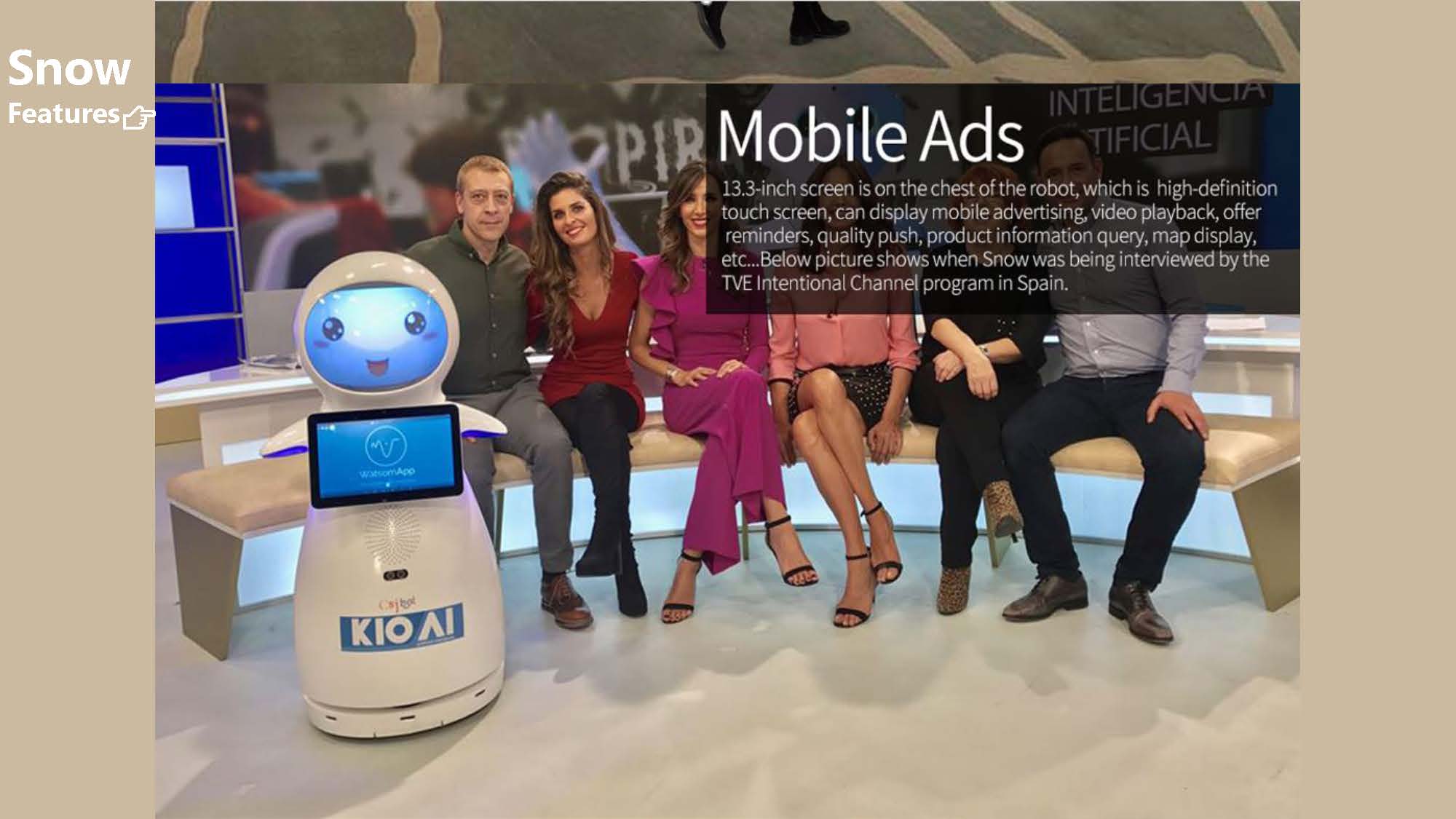 Reception robot used in School as Education Robot Snow by Laser Navigation with Auto Charge