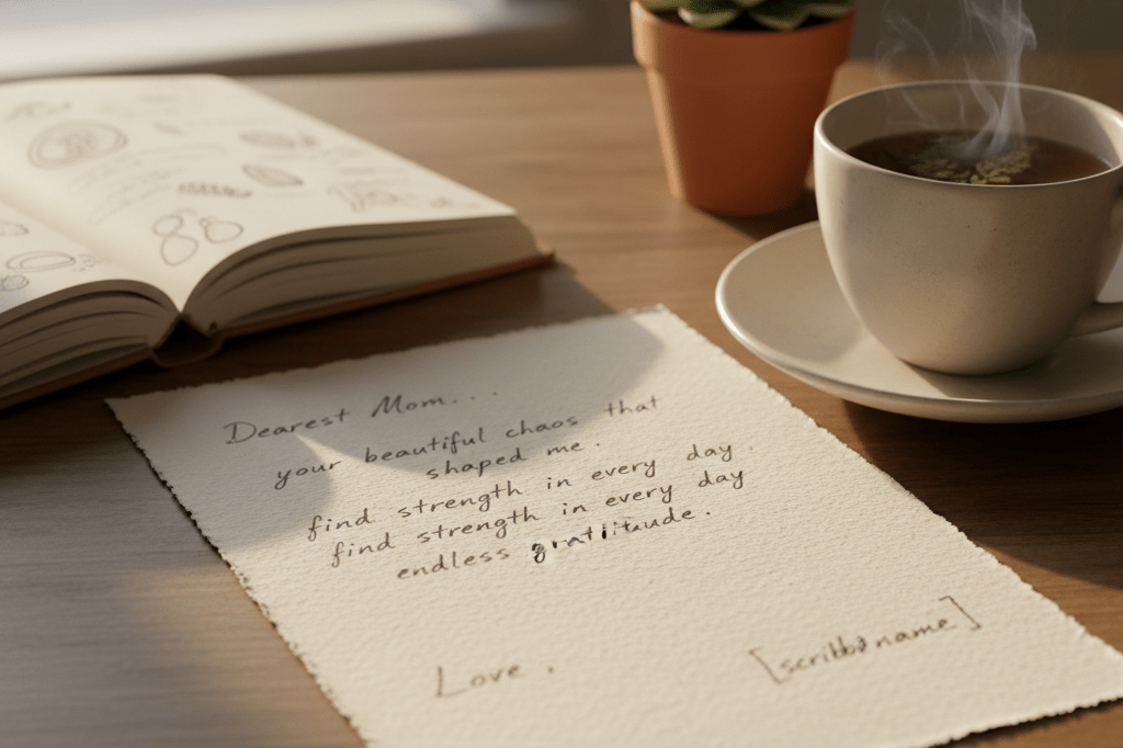 Close-up of a heartfelt handwritten note with personal touches, symbolizing authentic emotional connections