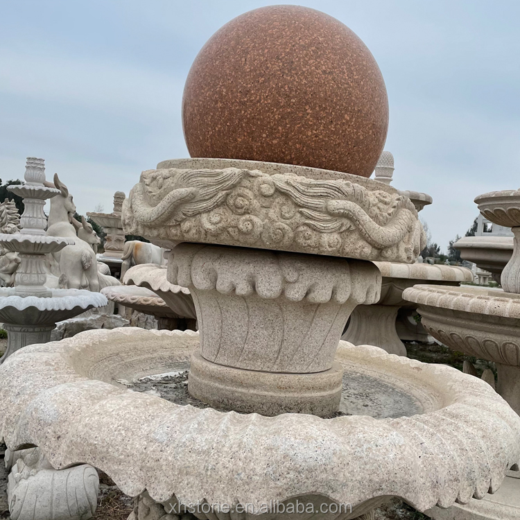 石头喷泉与滚球户外花园装饰优质中国风水景瀑布 - buy rolling ball 