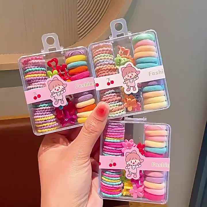51pcs Boxed Mixed Design Pink Bow Hair Accessories