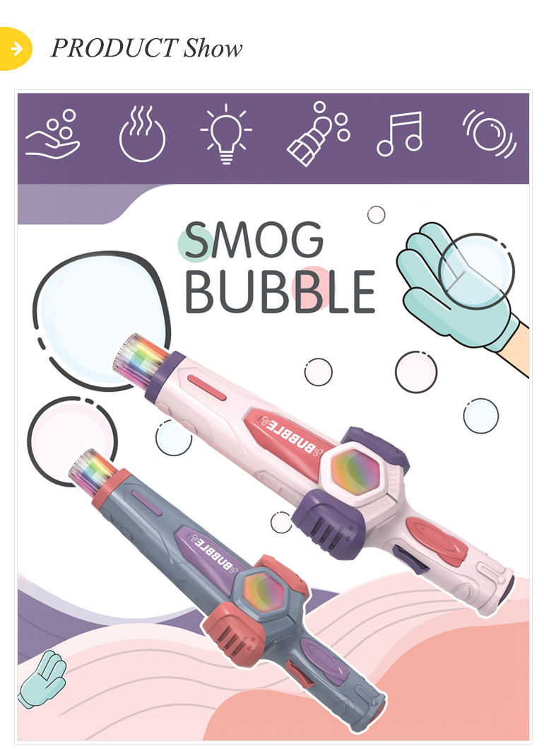 Automatic plays LED music word bubble smoke gun toy with gloves