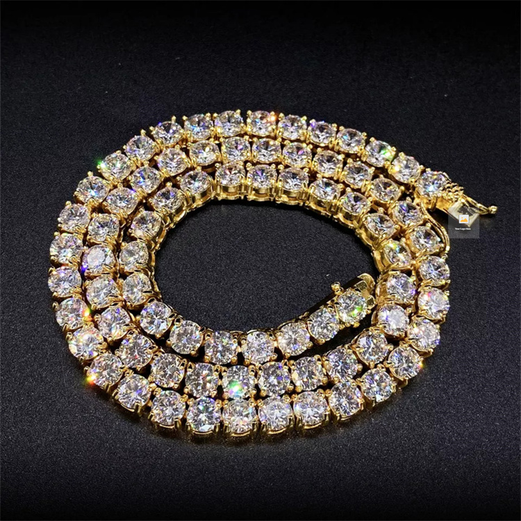 AAA Gems Different Sizes 4mm 5mm 6.5mm Personalized Sterling Silver Tennis Chain Moissanite Gold Tennis Chain