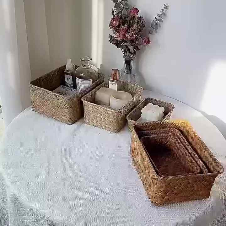 Seaweed Woven Desktop Clutter Box Toiletries and Skincare Products ...