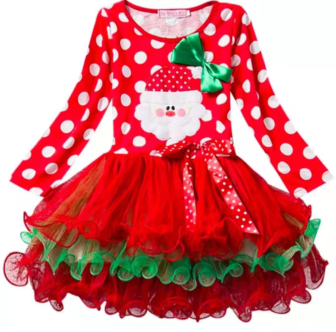 BAINA Beb/é Ni/ña Navidad Vestido 3PCS Set Manga Larga Fiesta Vestido Tutu con Bowknot Diadema Vestido de Navidad para beb/é y ni/ña 0-18 Meses