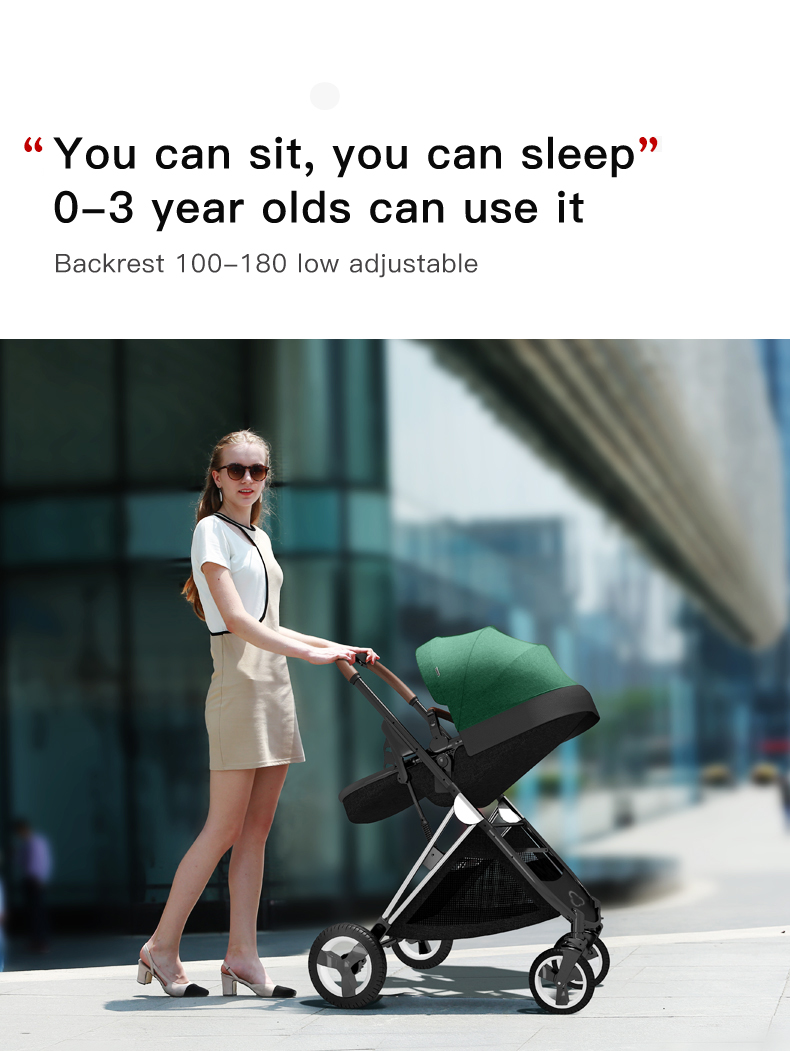 High view baby stroller can sit or lie down two-way shock absorbent portable folding baby stroller
