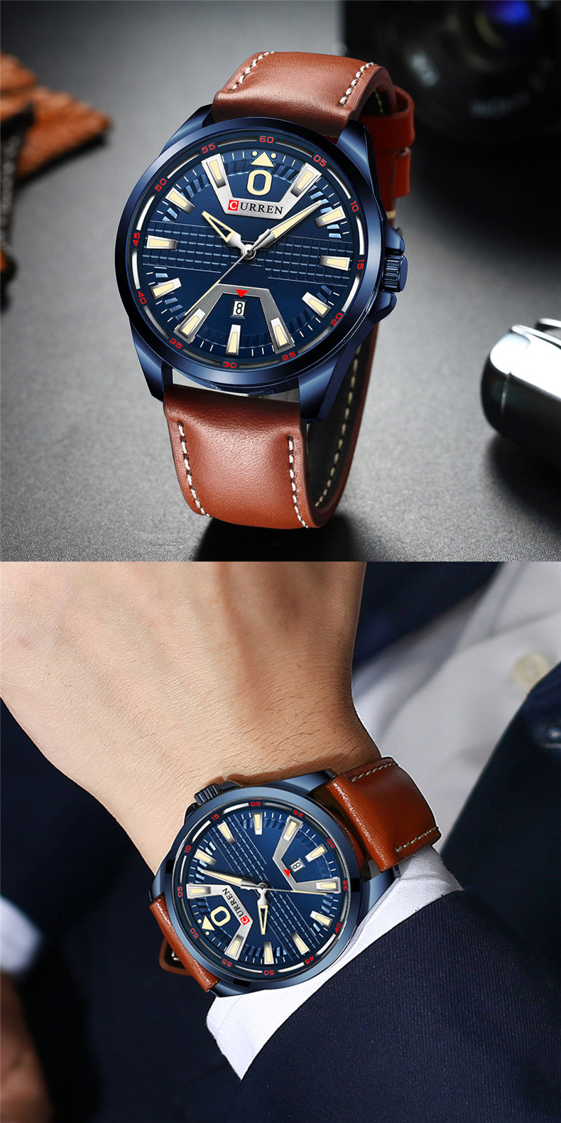 Nouvelle marque de mode CURREN montre à Quartz hommes bracelet en cuir hommes affaires montre-bracelet Auto Date mâle horloge Relogio Masculino