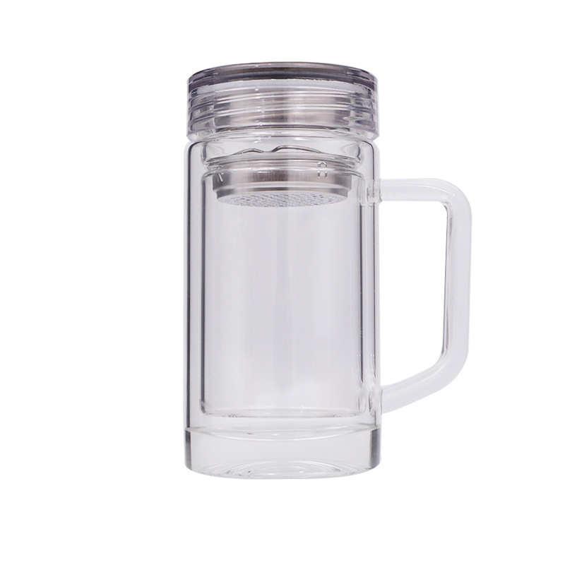 Термостойкая стеклянная чайная кружка, 400 мл, деловой подарок, ситечко для чая с двойными стенками