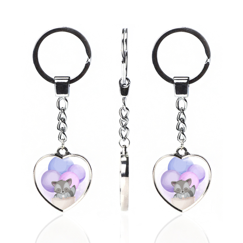 Персиковое сердце нижняя поддержка двусторонний брелок серии животных стеклянные хрустальные брелки