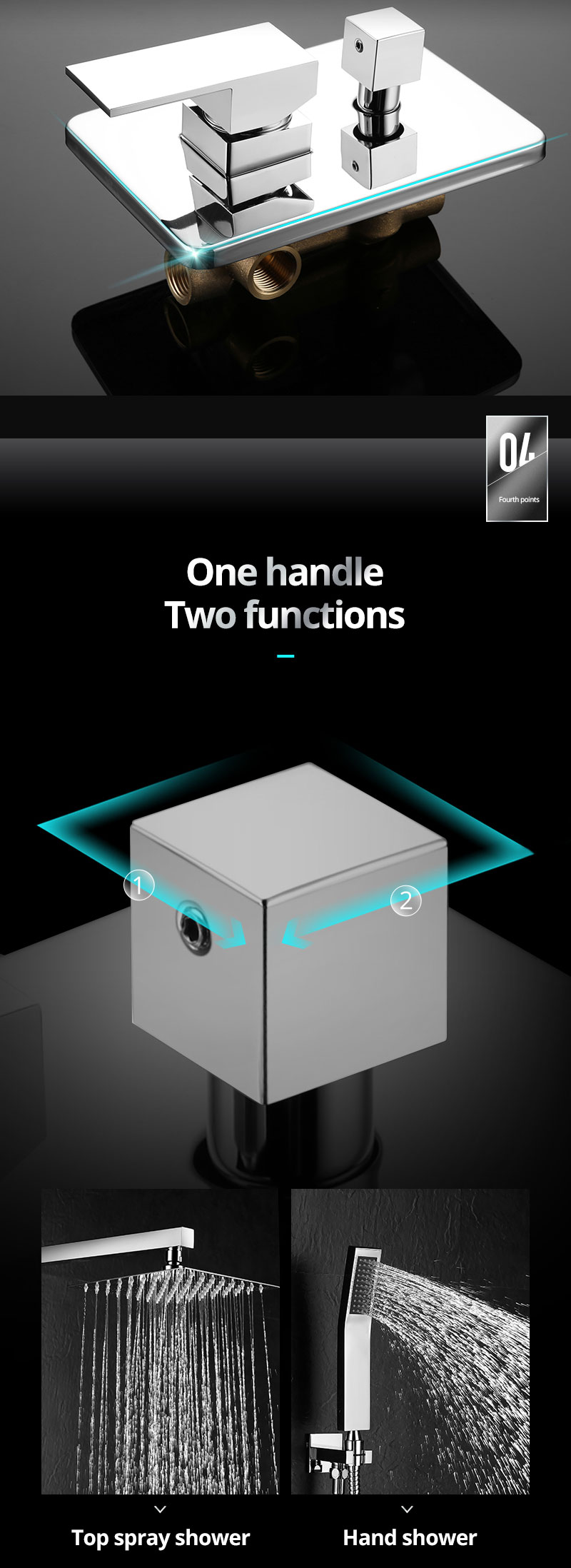 hm European Italian Style Square Bathroom Bath Exposed Thermostatic Bar Chrome SUS304 Shower Faucet Mixer Tap Taps Kits